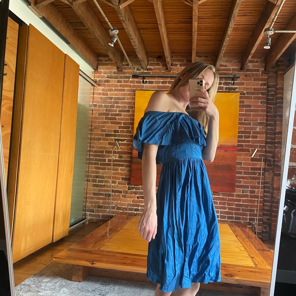 Off-shoulder blue dress (sorry it’s wrinkly!)